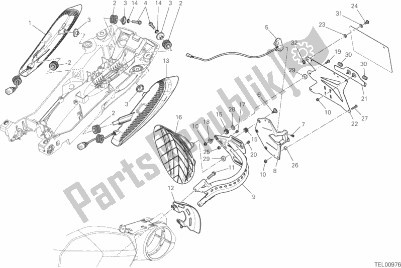 All parts for the 27a - Number Plate Holder - Tail Light of the Ducati Diavel Carbon FL Thailand 1200 2017